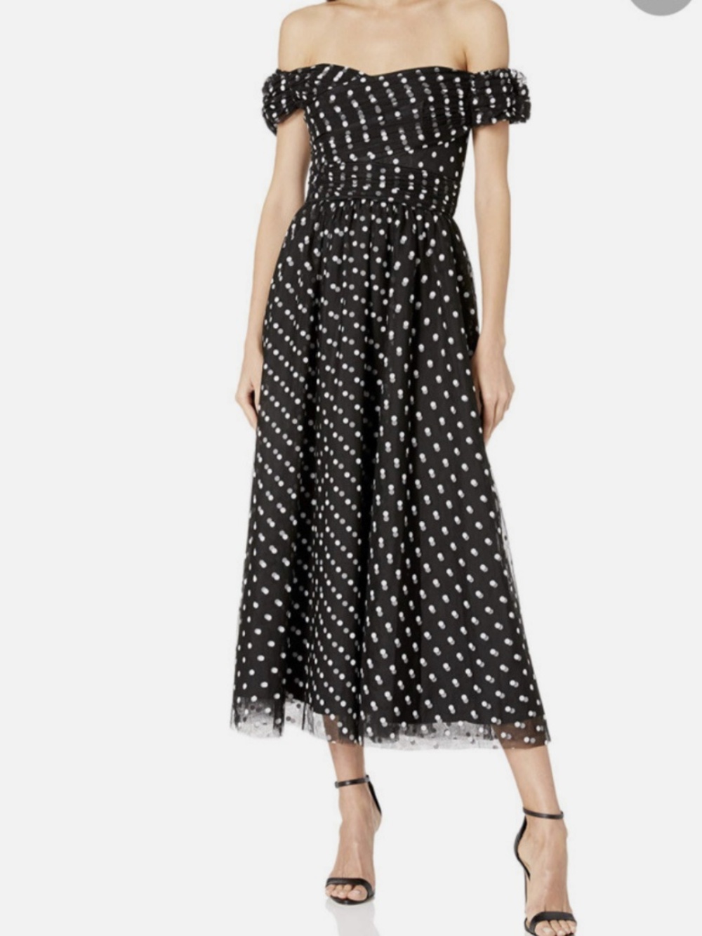 Anthropologie Shoshanna Midnight Polka Dot Tulle Dress